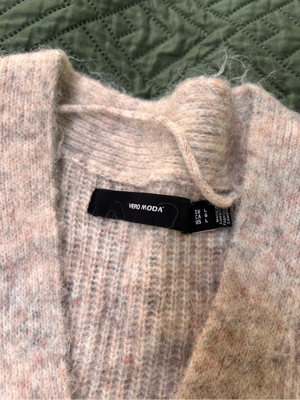 Vero Moda Cream/Grey Ribbed Button-Up Cardigan - Picture 2 of 3